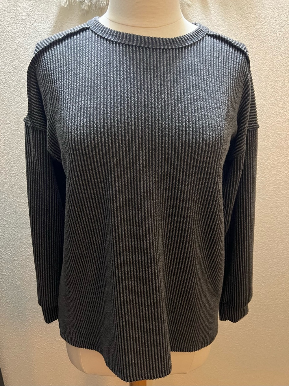 HEIMISH USA Ribbed Crewneck - Charcoal Gray